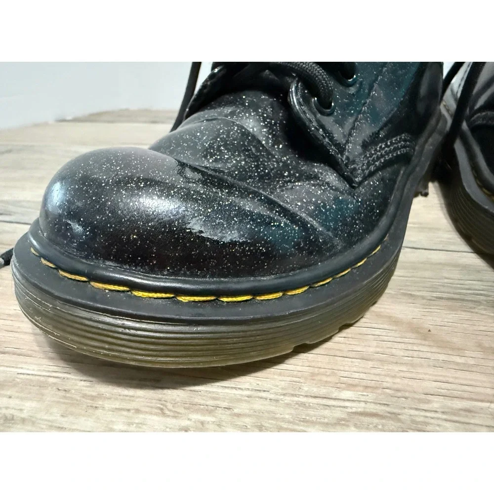 Girl's Doc Martens Youth Glitter Lace Up Boots 1460 J Black–Cosmic Glitter US 1